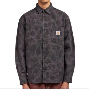 Carhartt WIP Duck Camo Shirt Garment Dyed Green Graphite Size Medium